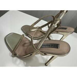 Steve Madden Nectur Strappy Heeled Sandal (Womens) - Gold - Size 8.5 M NYE Party